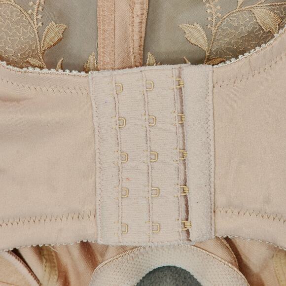 Glamorise Bra‎ sz 42 I Wirefree Comfort Straps Beige Tan Full Women Floral - Picture 6 of 9